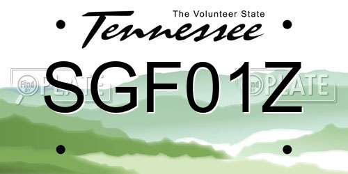 SGF01Z Tennessee License Plate