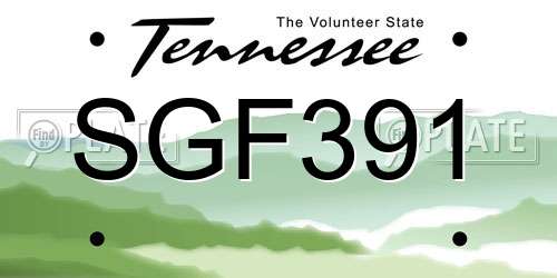 SGF391 Tennessee License Plate