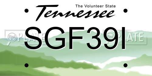 SGF39I Tennessee License Plate