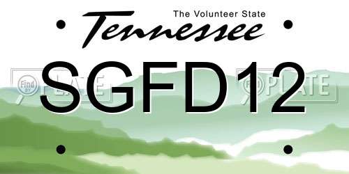SGFD12 Tennessee License Plate