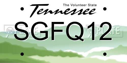 SGFQ12 Tennessee License Plate