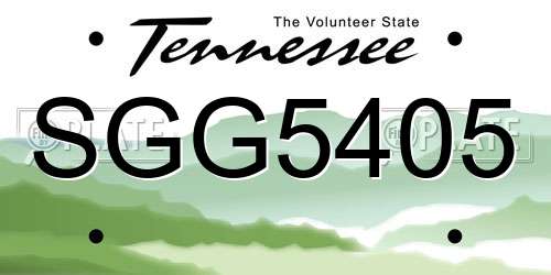 SGG5405 Tennessee License Plate