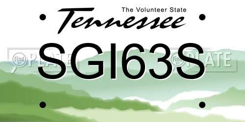 SGI63S Tennessee License Plate