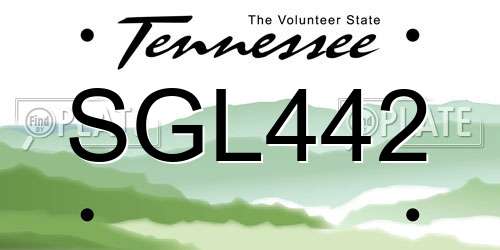 SGL442 Tennessee License Plate