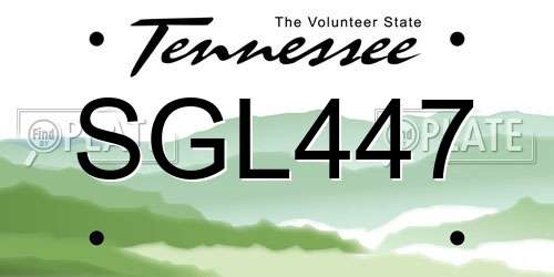 SGL447 Tennessee License Plate