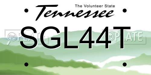 SGL44T Tennessee License Plate