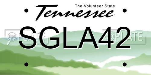 SGLA42 Tennessee License Plate