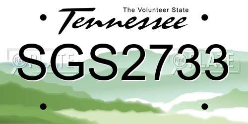 SGS2733 Tennessee License Plate