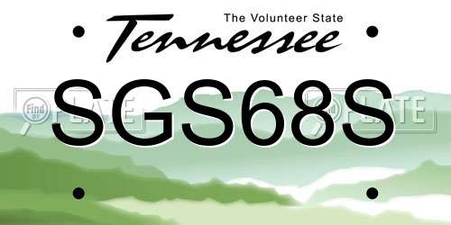 SGS68S Tennessee License Plate