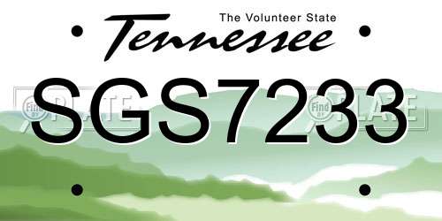 SGS7233 Tennessee License Plate