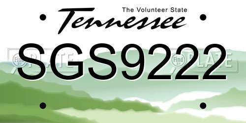 SGS9222 Tennessee License Plate