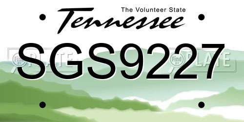 SGS9227 Tennessee License Plate