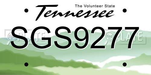SGS9277 Tennessee License Plate