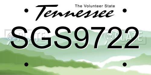 SGS9722 Tennessee License Plate