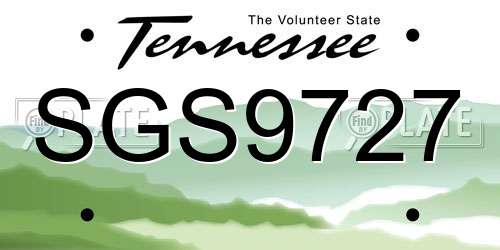 SGS9727 Tennessee License Plate