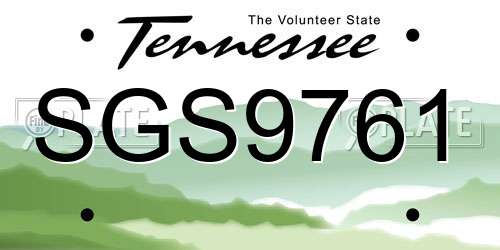 SGS9761 Tennessee License Plate