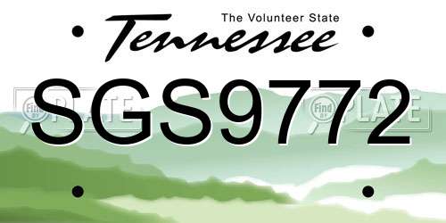 SGS9772 Tennessee License Plate