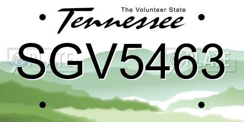 SGV5463 Tennessee License Plate