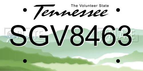 SGV8463 Tennessee License Plate