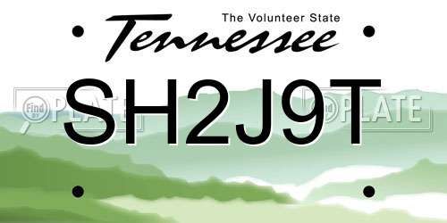 SH2J9T Tennessee License Plate