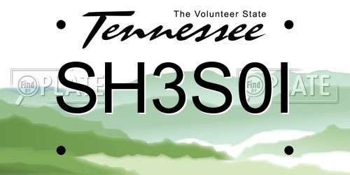 SH3S0I Tennessee License Plate