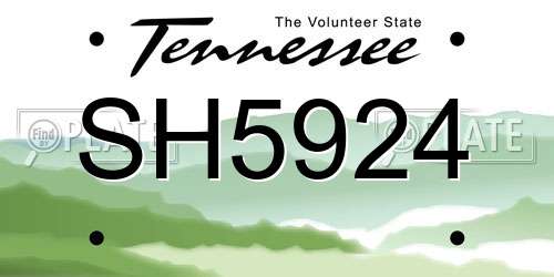 SH5924 Tennessee License Plate