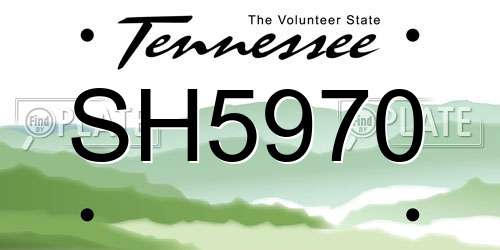 SH5970 Tennessee License Plate