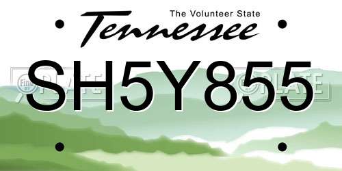 SH5Y855 Tennessee License Plate