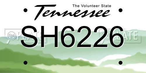 SH6226 Tennessee License Plate