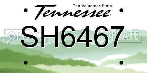 SH6467 Tennessee License Plate
