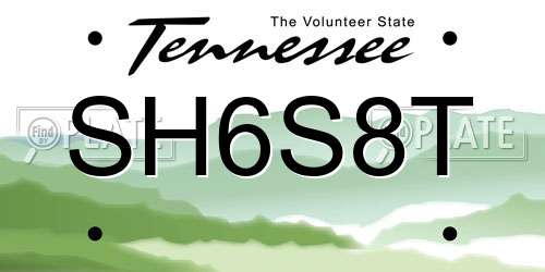 SH6S8T Tennessee License Plate
