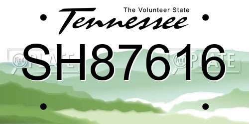 SH87616 Tennessee License Plate