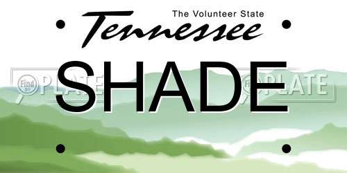 SHADE Tennessee License Plate