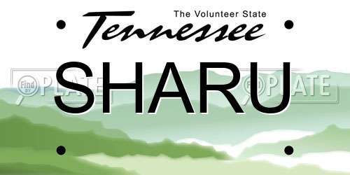 SHARU Tennessee License Plate