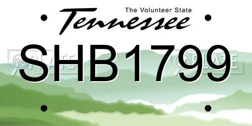 SHB1799 Tennessee License Plate