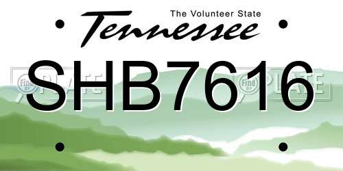SHB7616 Tennessee License Plate