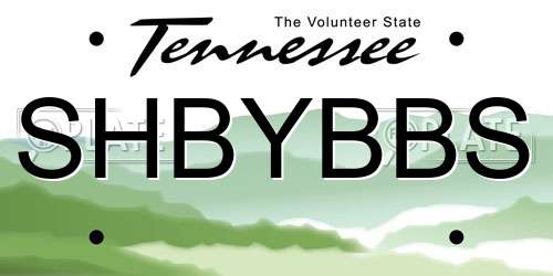 SHBYBBS Tennessee License Plate
