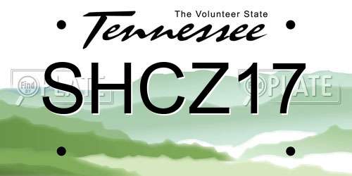 SHCZ17 Tennessee License Plate