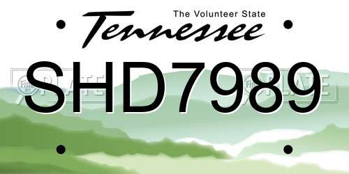 SHD7989 Tennessee License Plate