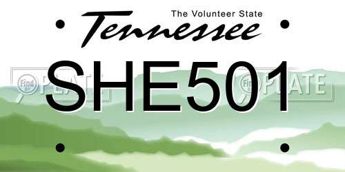 SHE501 Tennessee License Plate
