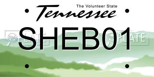 SHEB01 Tennessee License Plate
