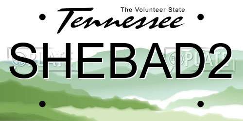 SHEBAD2 Tennessee License Plate