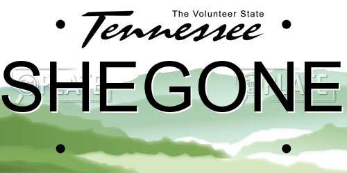 SHEGONE Tennessee License Plate