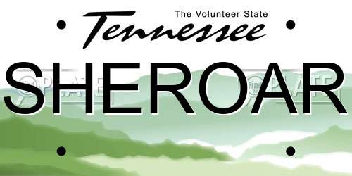 SHEROAR Tennessee License Plate
