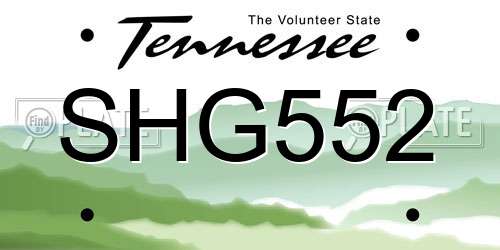 SHG552 Tennessee License Plate