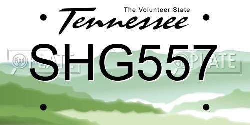 SHG557 Tennessee License Plate