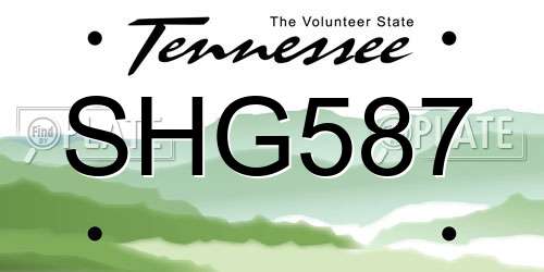 SHG587 Tennessee License Plate