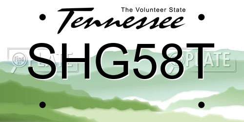 SHG58T Tennessee License Plate
