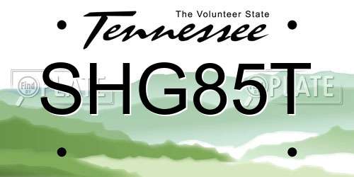 SHG85T Tennessee License Plate