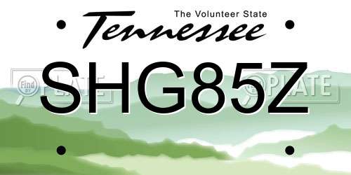 SHG85Z Tennessee License Plate